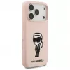 Karl Lagerfeld silikoninis dėklas iPhone 17 Pro su MagSafe, KL Sketch & Logo, rožinis