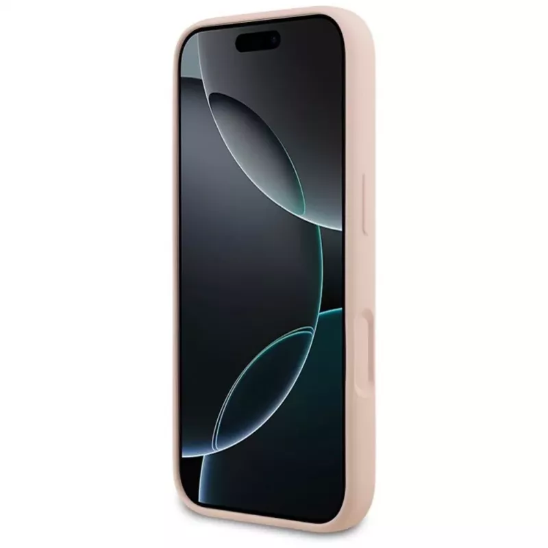 Karl Lagerfeld silikoninis dėklas iPhone 17 Pro su MagSafe, KL Sketch & Logo, rožinis
