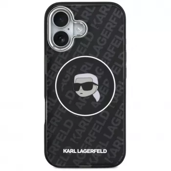 Karl Lagerfeld Apple iPhone 17 Silikoninis Dėklas su MagSafe KL Head Logo Juodas