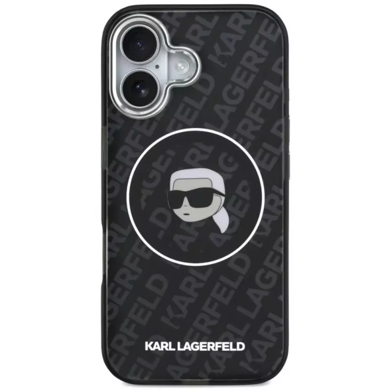 Karl Lagerfeld Apple iPhone 17 Silikoninis Dėklas su MagSafe KL Head Logo Juodas