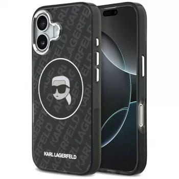 Karl Lagerfeld Apple iPhone 17 Silikoninis Dėklas su MagSafe KL Head Logo Juodas