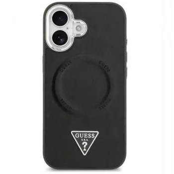 Guess Apple iPhone 17 PU Leather Triangle Logo MagSafe Case Black