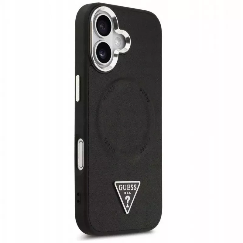 Guess Apple iPhone 17 PU Leather Triangle Logo MagSafe Case Black