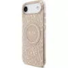 Guess Apple iPhone 17 Air Silikoninis Dėklas su MagSafe Gėlės Visur su Perlų Dirželiu Rožinis