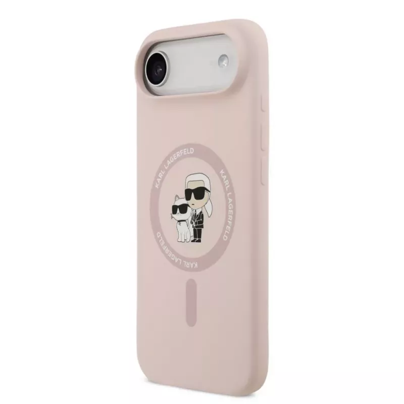 Karl Lagerfeld Apple iPhone 14 Pro Max Liquid Silicone Karl and Choupette MagSafe Case Pink