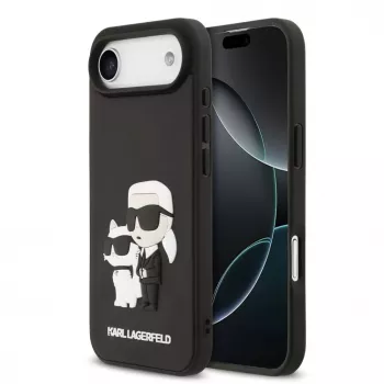 Karl Lagerfeld Apple iPhone 13 Pro 3D Rubber Karl and Choupette Case Black