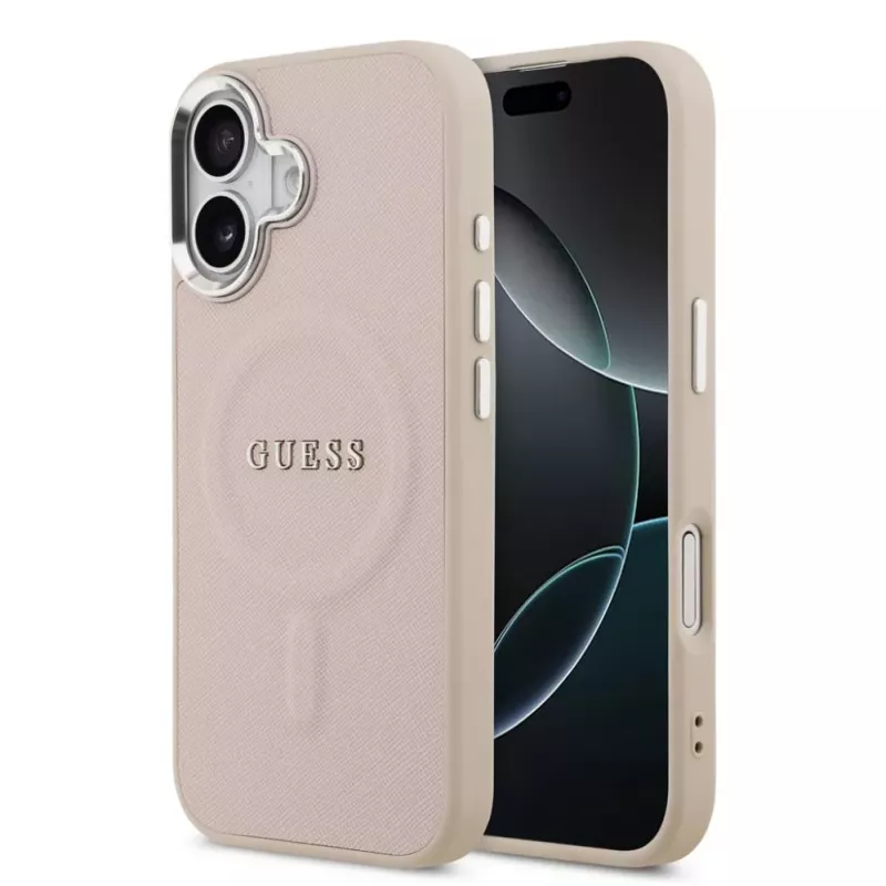 Guess Apple iPhone 17 PU Saffiano MagSafe Dėklas Rožinis