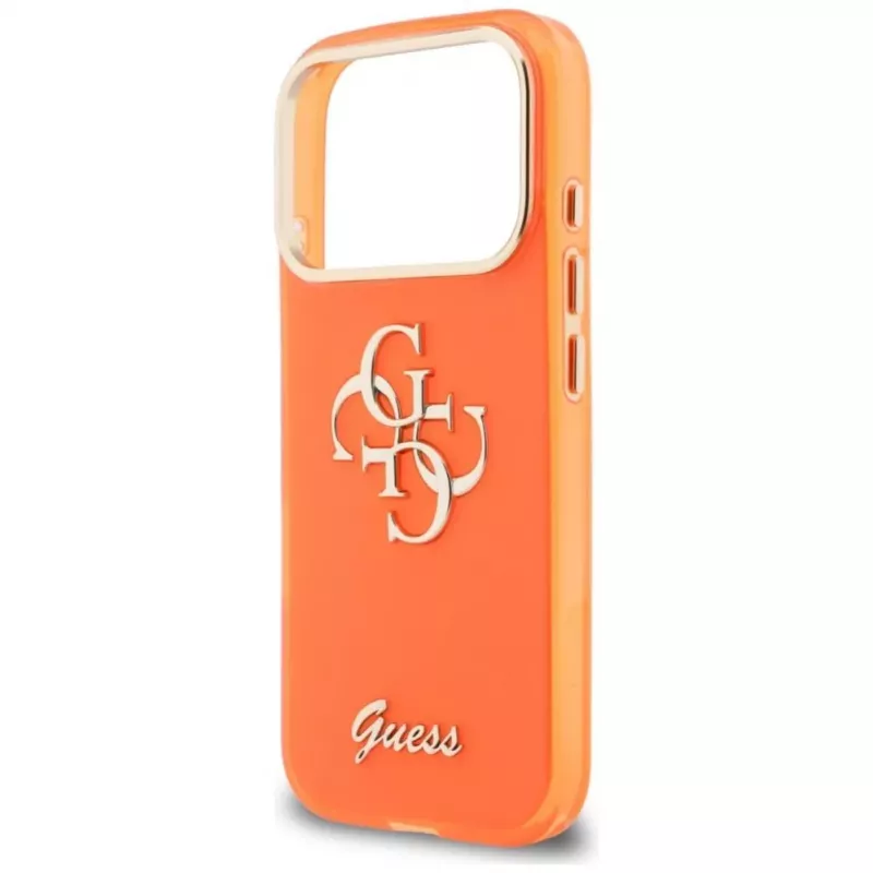 Guess IML 4G Script Metal Case, skirta iPhone 15 Pro – oranžinė