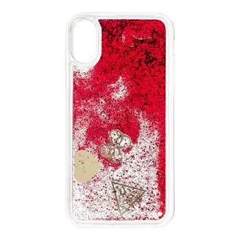 Guess Apple iPhone X/XS Glitter Hearts Case Raspberry
