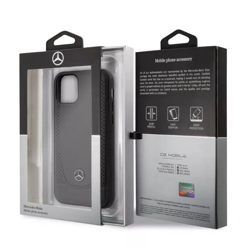 Mercedes-Benz Apple iPhone 11 Pro Odinis Kietas Dėklas Perforuotas Juodas