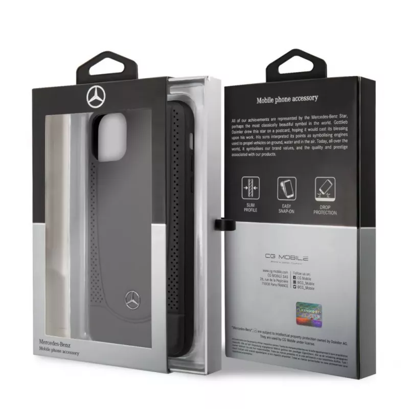 Mercedes-Benz Apple iPhone 11 Pro Max Odinis Kietas Dėklas Su Perforacija Juodas