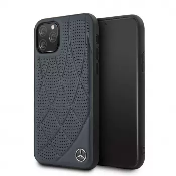 Mercedes-Benz Apple iPhone 11 Pro Quilted Genuine Leather Case Blue