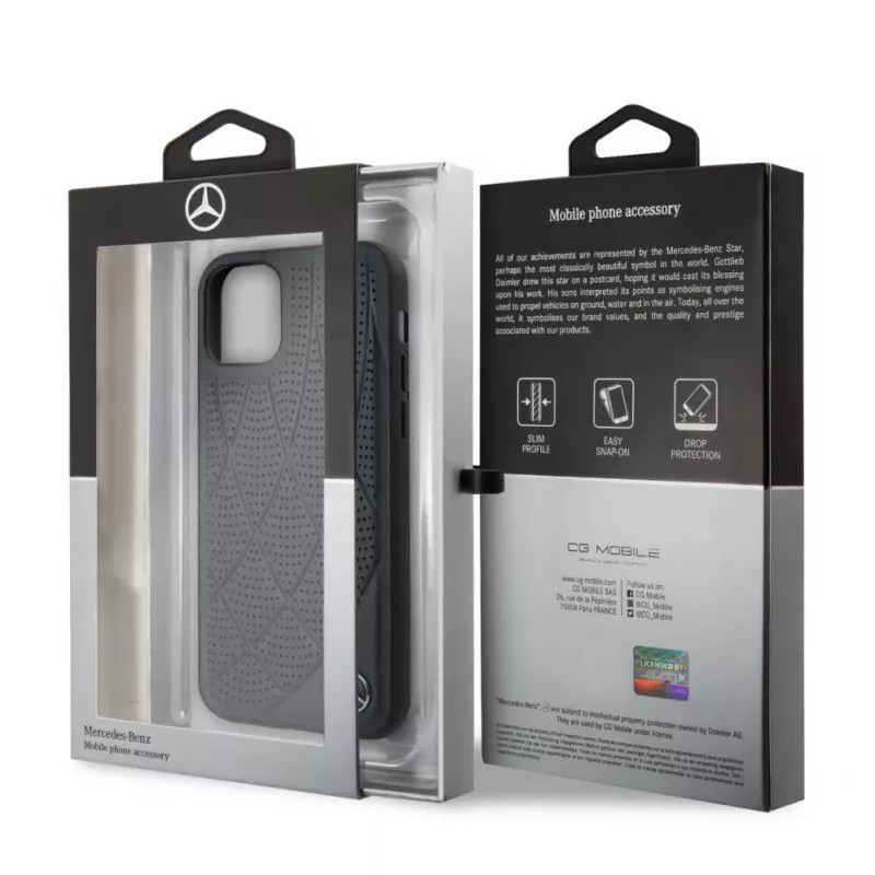 Mercedes-Benz Apple iPhone 11 Pro Quilted Genuine Leather Case Blue