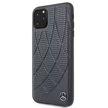 Mercedes-Benz Apple iPhone 11 Pro Max Quilted Genuine Leather Back Cover Blue