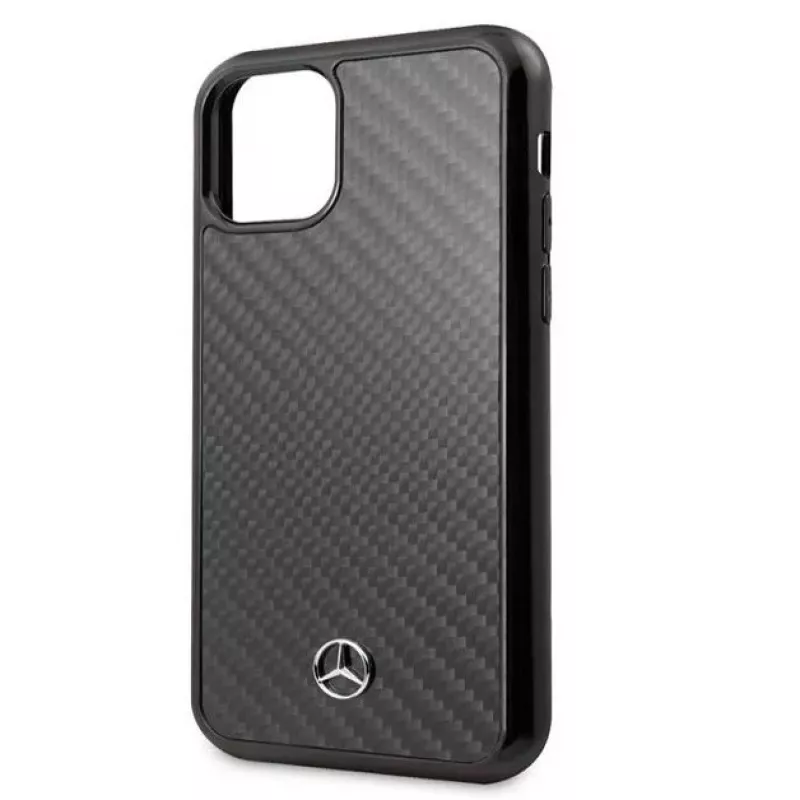 Mercedes-Benz Apple iPhone 11 Pro Max kietas dėklas oda anglies pluoštas juoda