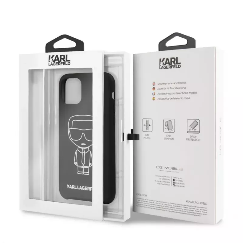 Karl Lagerfeld Apple iPhone 11 Pro Silicone Ikonik White Outline Black Back Cover