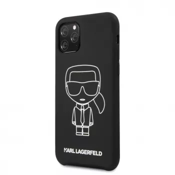 Karl Lagerfeld Apple iPhone 11 Pro Silicone Ikonik White Outline Black Back Cover