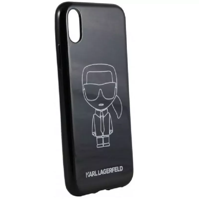 Karl Lagerfeld iPhone XR PC/TPU Glitter Ikonik White Outline Black