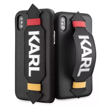 Karl Lagerfeld Apple iPhone X/XS PU dėklas su dirželiu Juodas