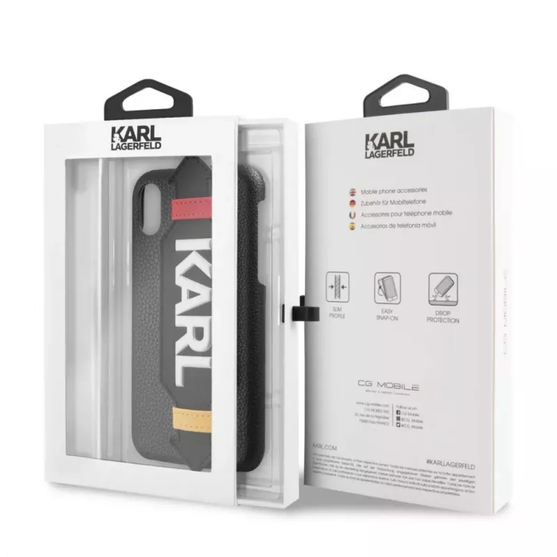 Karl Lagerfeld Apple iPhone X/XS PU dėklas su dirželiu Juodas