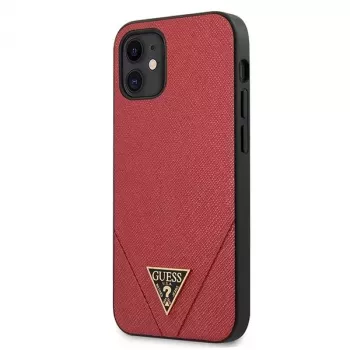 Guess GUHCP12SVSATMLRE Saffiano Hard Case, skirta Apple iPhone 12 Mini - raudona