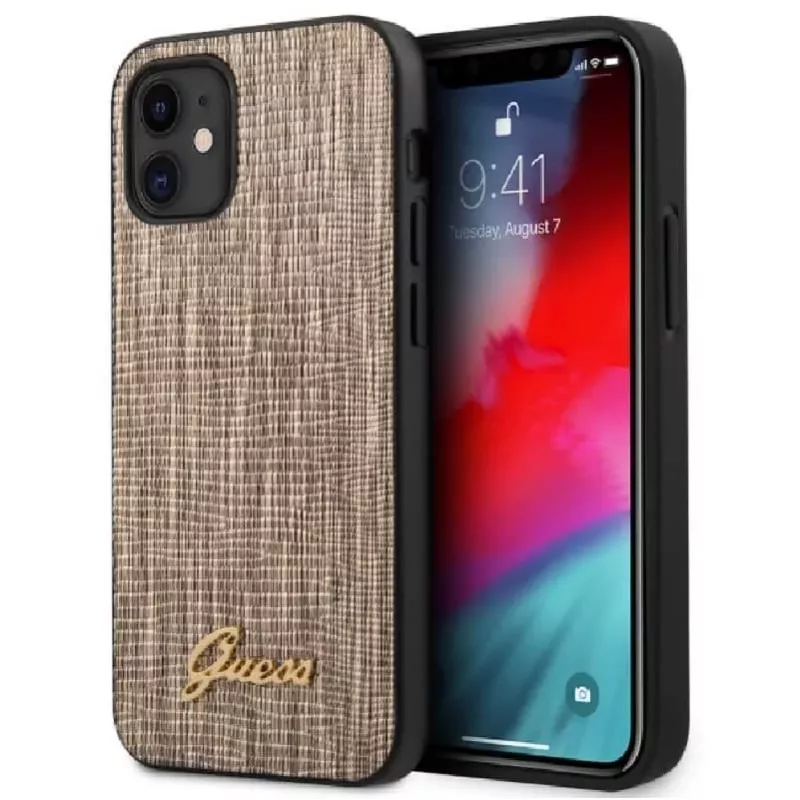 Guess Apple iPhone 12 mini 5.4 colio Lizard Cover Gold
