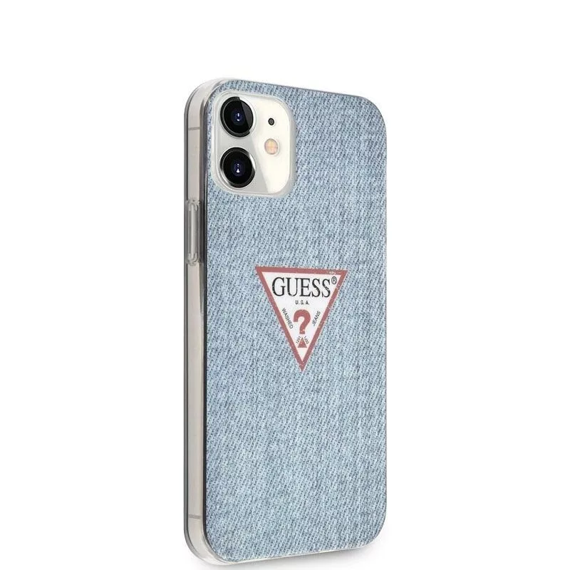 Guess Apple iPhone 12 mini 5,4'' PC/TPU Denim Triangle Cover šviesiai mėlyna