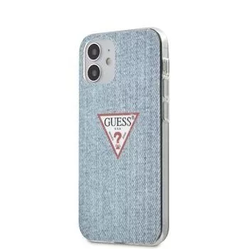 Guess Apple iPhone 12 mini 5,4'' PC/TPU Denim Triangle Cover šviesiai mėlyna