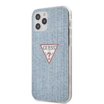 Guess iPhone 12/12 Pro PC/TPU Denim Triangle Cover Light Blue