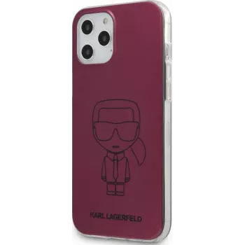Karl Lagerfeld Apple iPhone 12/12 Pro 6.1'' PC/TPU Metallic Iconic Outline Cover Dark Pink