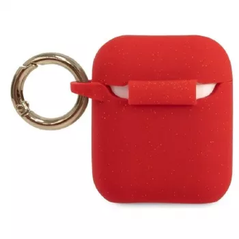 Guess AirPods Pro blizgantis silikoninis dėklas raudonas
