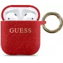 Guess AirPods Pro blizgantis silikoninis dėklas raudonas
