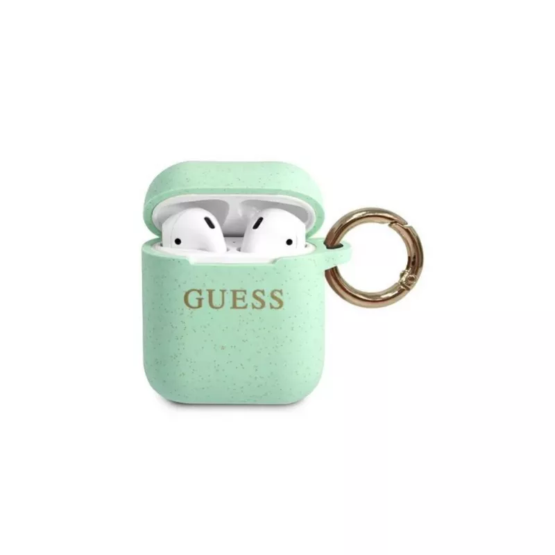 Guess AirPods Pro blizgantis silikoninis dėklas, žalias