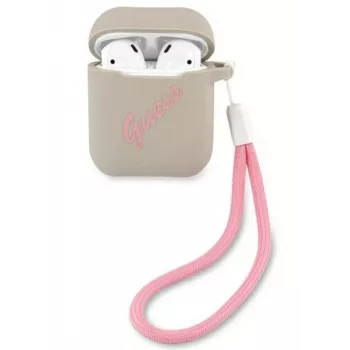 Guess Apple AirPods 1/2 Silikoninis Vintage Dėklas Pilka