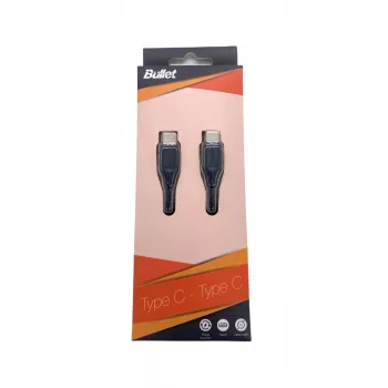 BULLET USB-C į USB-C laidas, 1m, 2,4A, juodas