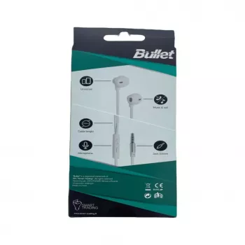 BULLET Earphones 3.5mm, 120 cm, White