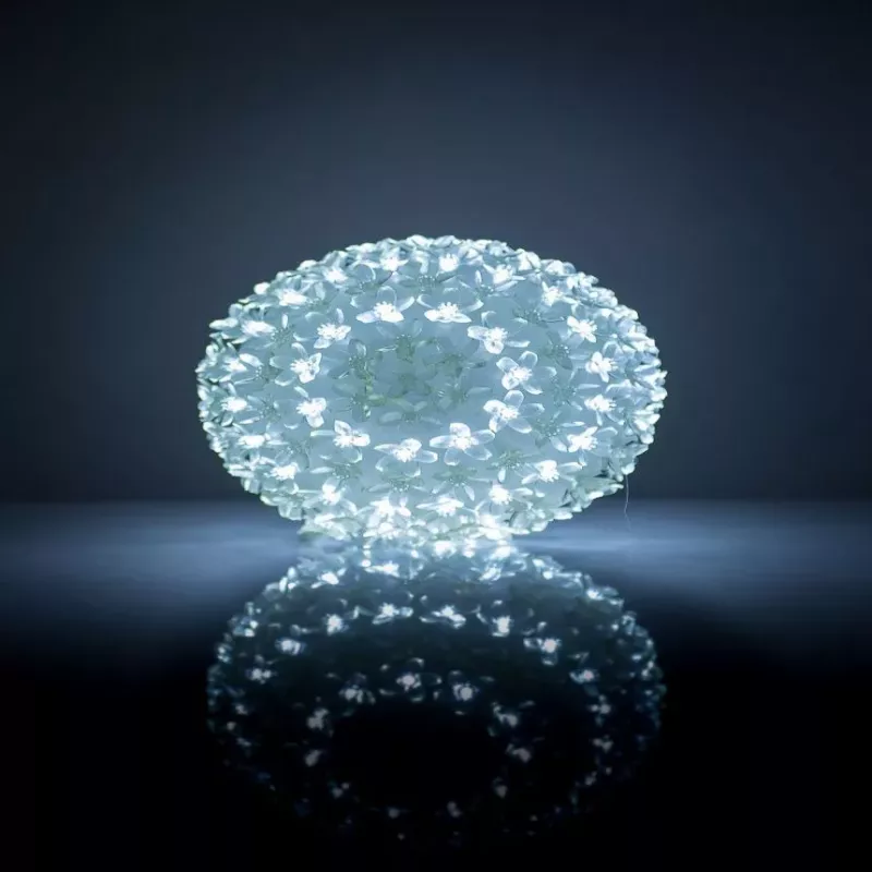 iLike Bumba ar puķēm 465 200LED D-20cm White Decorative Spherical Light with Floral Pattern
