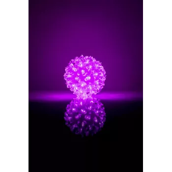 LED dekoratyvinis rutulys su gėlių raštu, 50 LED, 11 cm, violetinis