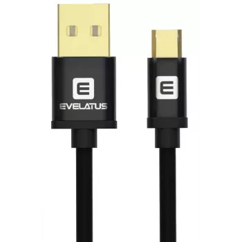 Evelatus Data Cable Micro USB EDC02 Dual Side Gold Plated Connectors Black