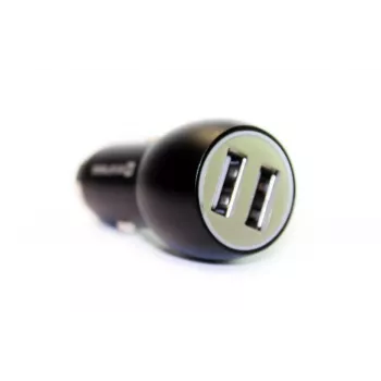Evelatus EC7DC01 Automobilinis įkroviklis 3.1A 2 USB prievadai su nerūdijančio plieno gelbėjimo įrankiu juodas
