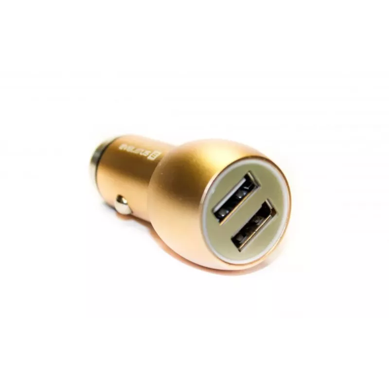 Evelatus ECC01 GOLD Automobilinis įkroviklis 2 USB prievadai 3.1A su nerūdijančio plieno avarinio išėjimo įrankiu Gold