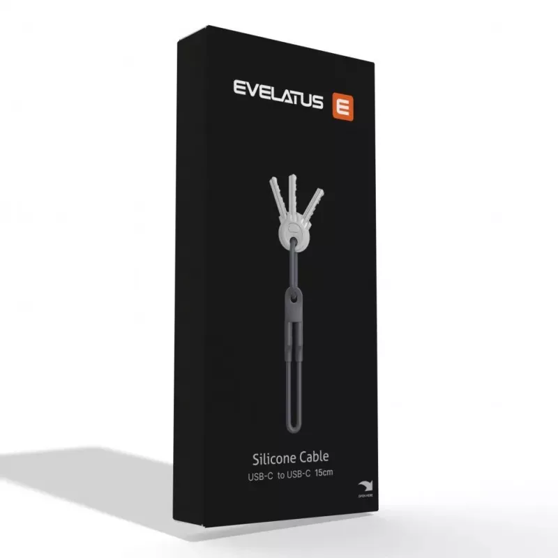 Evelatus USB C to USB C Silicone Cable 0.2M Grey