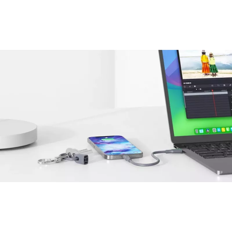 Evelatus USB C to USB C Silicone Cable 0.2M Grey