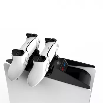Saitake Dvigubo įkrovimo stotelė Sony PlayStation 5 PS5 valdikliams, konsolės formos, juoda balta