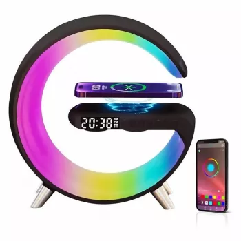 Elight G1 15W belaidis įkroviklis, stalinis žadintuvas, atmosferos naktinė lemputė su Bluetooth garsiakalbiu, juoda