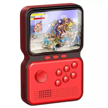 Nešiojama retro žaidimų konsolė GameBox M3 16 bitų su 900 žaidimų, 3 colių HD LCD / TV RCA kabeliu, raudona