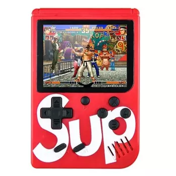 „GameBox R2“ 8 bitų nešiojama retro žaidimų konsolė su 400 žaidimų, 3 colių LCD, 1 valdikliu, TV RCA laidu – raudona