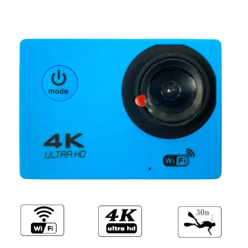 iWear K1 Ultra HD 4K 16Mpix Wi-Fi Sport Camera su 2 colių LCD nuotolinio valdymo pultu ir 8x tvirtinimo rinkiniu