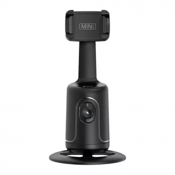 iWear P01 automatinis veido sekimo selfie strypas su trikoju ir išmaniojo telefono fiksavimu, juodas