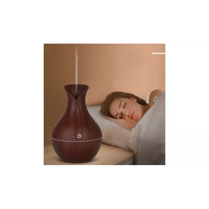 IVY D2 3-in-1 Aroma Difuzorius - Drėkintuvas - 1.5W Naktinė Atmosferos USB Lempa 11cm / 300ml Tamsus Medis